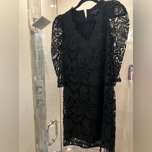 Boston Proper Black Lace Long Sleeve Dress